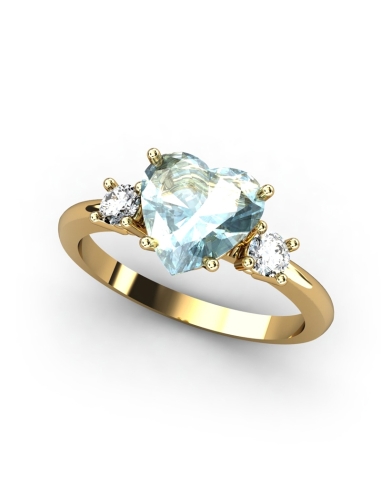 ANILLO GAIA DE ORO Y TOPACIO CON  CORAZÓN 8X8MM