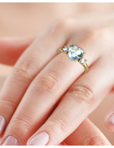 ANILLO GAIA DE ORO Y TOPACIO CON  CORAZÓN 8X8MM