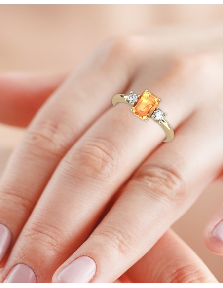 ANILLO GAIA DE ORO Y TOPACIO CON CITRINO OCTOGONAL 7X5MM