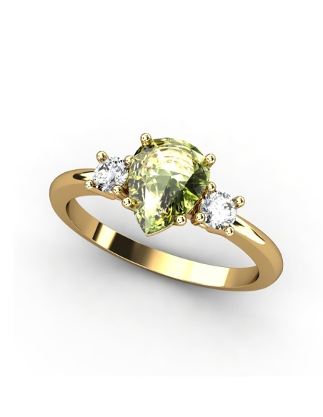 ANILLO GAIA DE ORO Y TOPACIO CON OLIVINA PERA 8X6MM