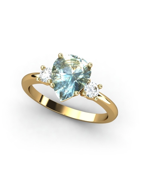 ANILLO GAIA DE ORO Y TOPACIO CON  PERA 9X7MM