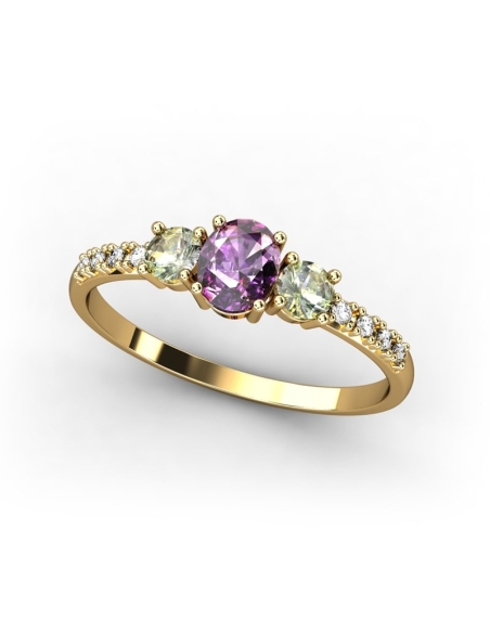 SORTIJA ORO DIAMANTES 0,05 CT ZAFIROS MULTICOLOR