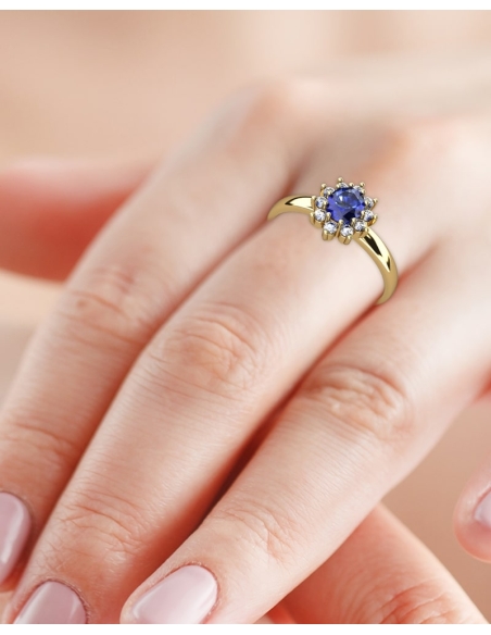 ANILLO ORO BTE 0,15 CT Y ZAFIRO