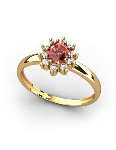 ANILLO ORO BTE 0,15 CT Y RUBI