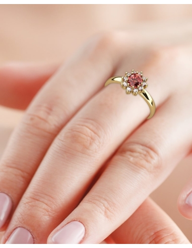 ANILLO ORO BTE 0,15 CT Y RUBI