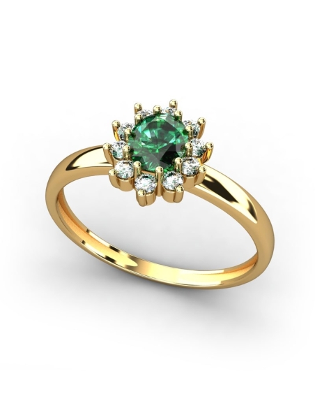 ANILLO ORO BTE 0,15 CT Y ESMERALDA