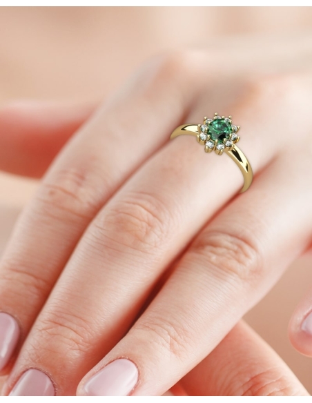 ANILLO ORO BTE 0,15 CT Y ESMERALDA