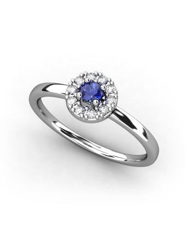 ANILLO ORO DIAMANTE 0.06CT Y ZAFIRO