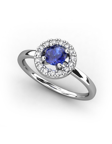 ANILLO ORO DIAMANTE 0.10 CT Y ZAFIRO