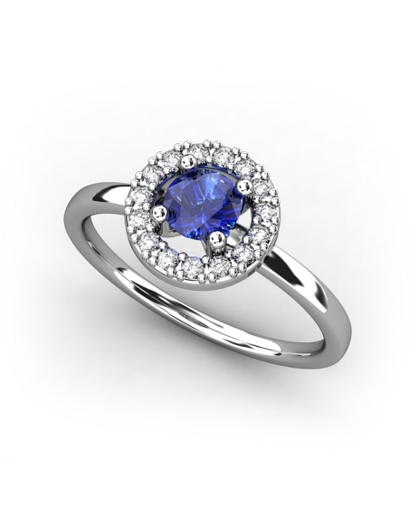 ANILLO ORO DIAMANTE 0.10 CT Y ZAFIRO
