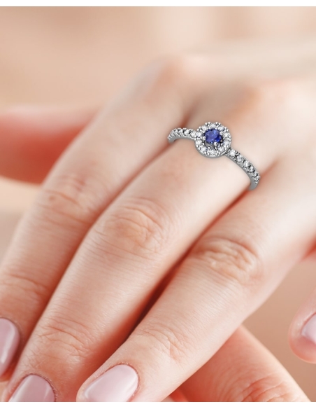 ANILLO ORO BTE 0,14 CT Y ZAFIRO