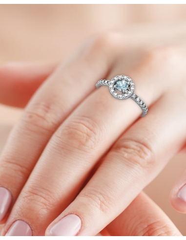 ANILLO ORO BTE 0,16 CT Y TOPACIO AZUL