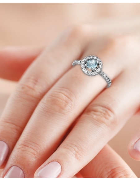 ANILLO ORO BTE 0,17 CT Y TOPACIO AZUL