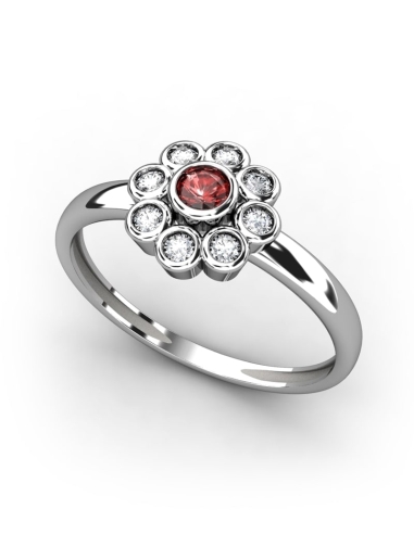 ANILLO EPOQUE DE ORO DIAMANTE DE 0,13 CT Y RUBI