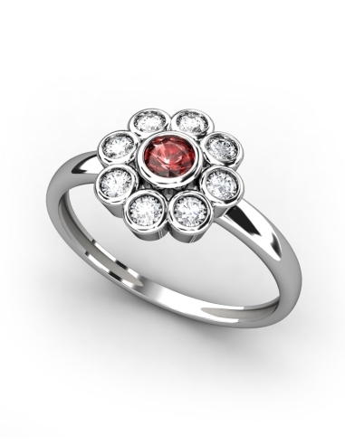 ANILLO EPOQUE DE ORO DIAMANTE DE 0,25 CT Y RUBI