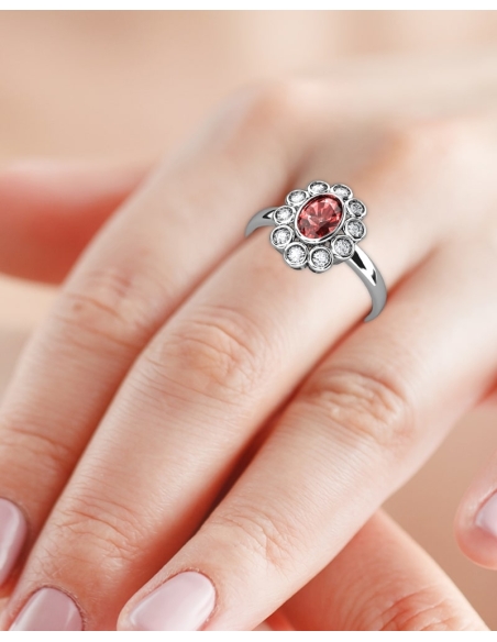 ANILLO SISSI DE ORO DIAMANTE 0,25 CT RUBI OVAL 6X4