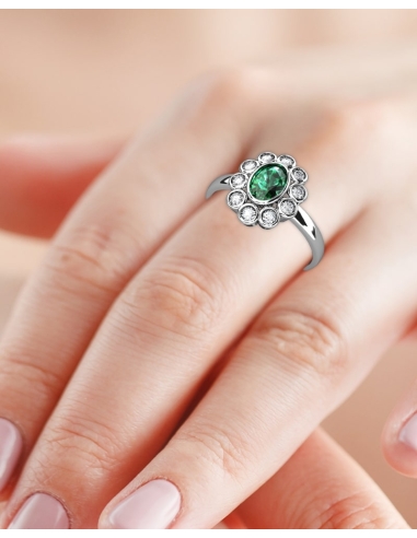 ANILLO SISSI DE ORO DIAMANTE 0,25 CT ESMERALDA...