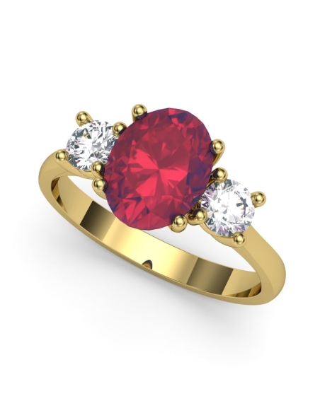 ANILLO ORO DIAMANTE 0,34CT RUBI OVAL 8X6