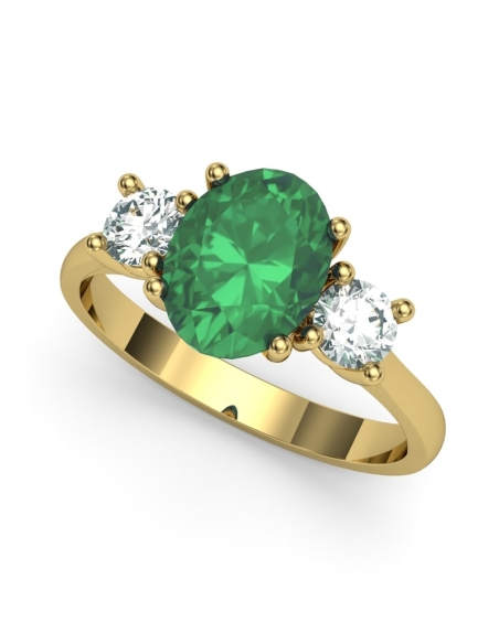 ANILLO ORO DIAMANTE 0,34CT ESMERALDA OVAL 8X6