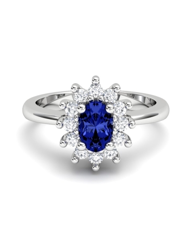 ANILLO ORO DIAMANTE 0,30CT ZAFIRO OVAL 6X4