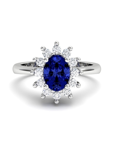 ANILLO ORO DIAMANTE 0,30CT ZAFIRO OVAL 7X5