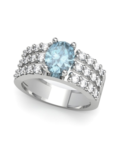 ANILLO ORO BTE 0,75 CT Y TOPACIO AZUL 8X6