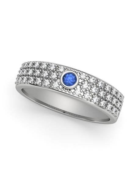 ANILLO ORO PAVE DIAMANTE 0,26 CT Y ZAFIRO