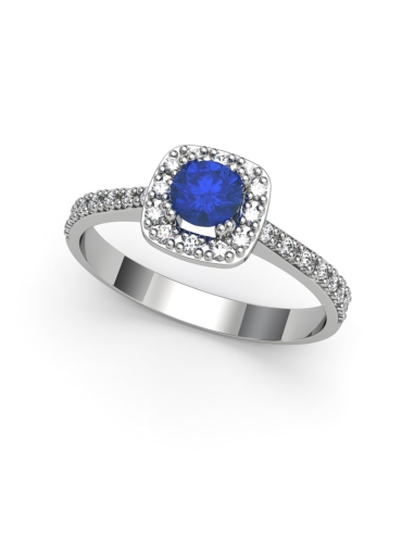 ANILLO ORO BTES 0,17 CT Y ZAFIRO