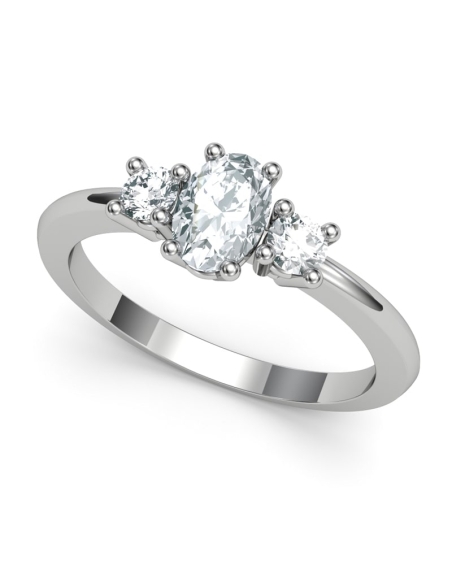 ANILLO ORO Y DIAMANTES 0.72 CT CENTRO OVAL 6X4MM