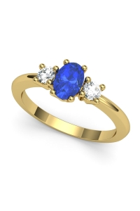 ANILLO ORO Y DIAMANTES 0,22CT ZAFIRO OVAL 6X4MM