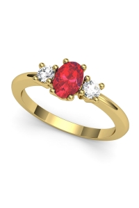 ANILLO ORO Y DIAMANTES 0,22CT RUBI OVAL 6X4MM