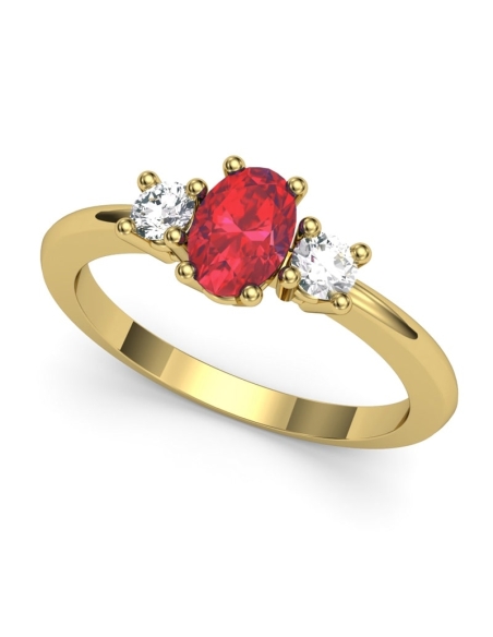 ANILLO ORO Y DIAMANTES 0,22CT RUBI OVAL 6X4MM