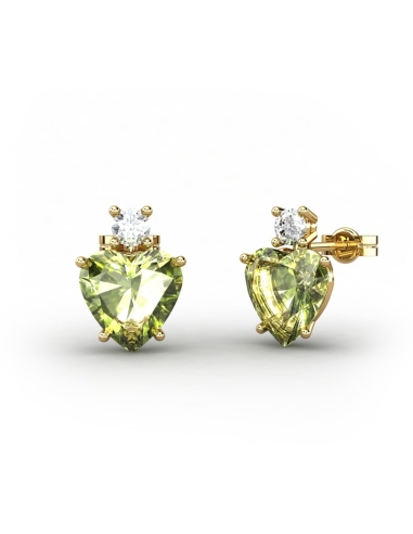 PENDIENTES GAIA DE ORO Y TOPACIO CON OLIVINA...