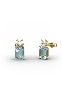 PENDIENTES GAIA DE ORO Y TOPACIO CON  OCTOGONAL 7X5MM