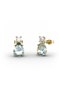 PENDIENTES GAIA DE ORO Y TOPACIO CON  PERA 8X6MM