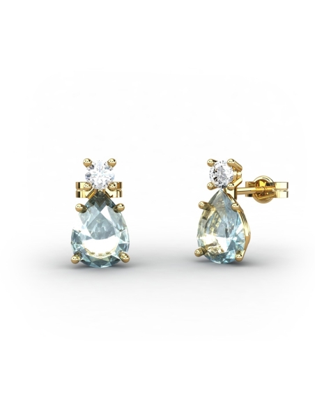 PENDIENTES GAIA DE ORO Y TOPACIO CON  PERA 8X6MM
