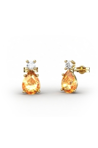 PENDIENTES GAIA DE ORO Y TOPACIO CON CITRINO PERA 8X6MM