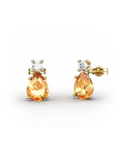PENDIENTES GAIA DE ORO Y TOPACIO CON CITRINO...