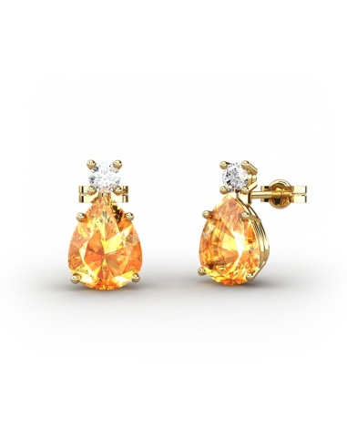 PENDIENTES GAIA DE ORO Y TOPACIO CON CITRINO...