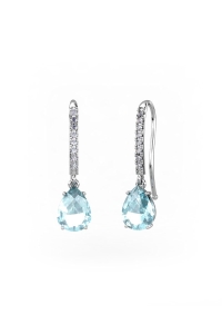 PENDIENTES ORO DIAMANTES 0,09 CT AGUAMARINA