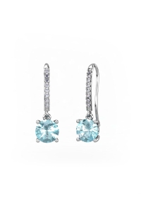PENDIENTES ORO DIAMANTES 0,09 CT TOPACIO AZUL