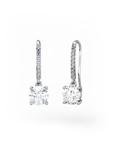 PENDIENTES ORO DIAMANTES 0,09 CT TOPACIO BLANCO