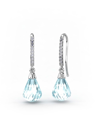 PENDIENTES ORO DIAMANTES 0,09 CT TOPACIO SKY