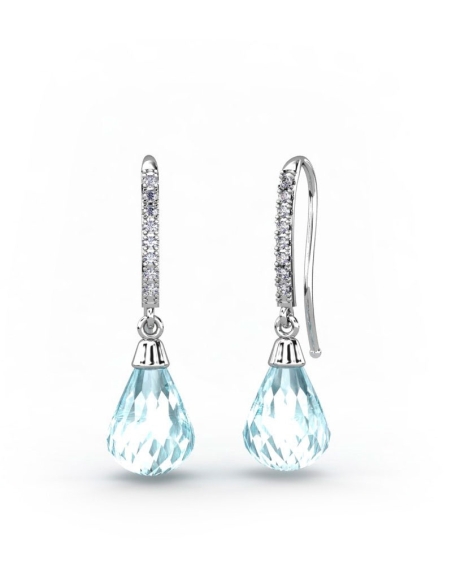 PENDIENTES ORO DIAMANTES 0,09 CT TOPACIO SKY