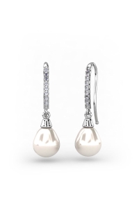 PENDIENTES ORO DIAMANTES 0,09 CT PERLA DROP