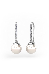 PENDIENTES ORO DIAMANTES 0,09 CT PERLA RED