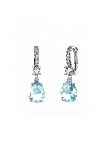 PENDIENTES ORO DIAMANTES 0,30 CT AGUAMARINA