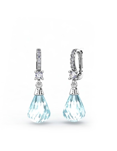 PENDIENTES ORO DIAMANTES 0,30 CT TOPACIO SKY