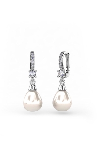 PENDIENTES ORO DIAMANTES 0,30 CT PERLA DROP