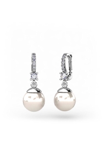 PENDIENTES ORO DIAMANTES 0,30 CT PERLA RED